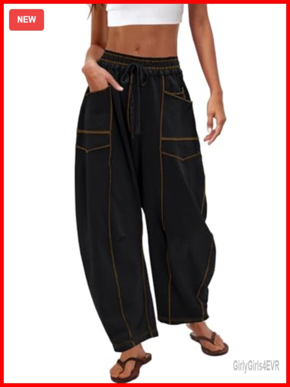 Baggy Wide Leg Barrel Sweatpants High Waisted Track Pants with Pockets
